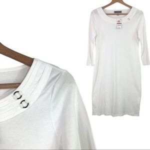 Karen Scott Sport - White Cotton 3/4 Sleeve Dress